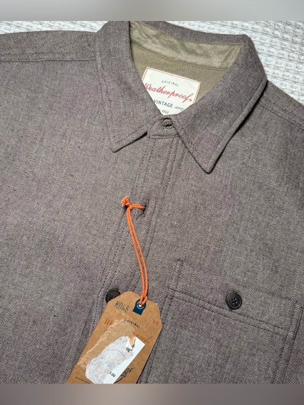 New Weatherproof Shirt Jacket Shacket Lined Mens  Small Pockets Classic Brown